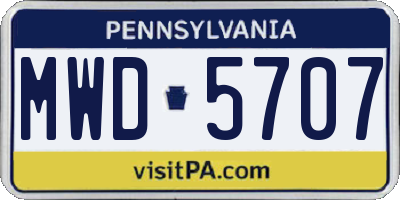 PA license plate MWD5707