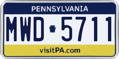 PA license plate MWD5711