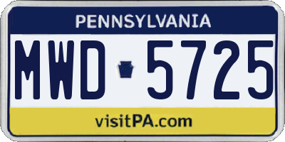 PA license plate MWD5725
