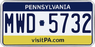 PA license plate MWD5732