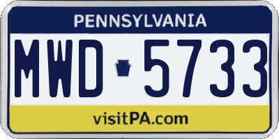 PA license plate MWD5733