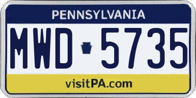 PA license plate MWD5735