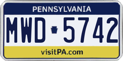 PA license plate MWD5742