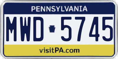 PA license plate MWD5745