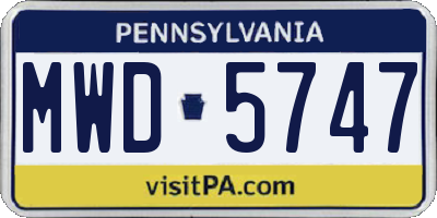 PA license plate MWD5747
