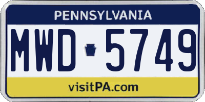 PA license plate MWD5749