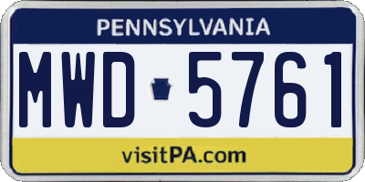 PA license plate MWD5761