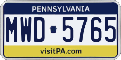 PA license plate MWD5765
