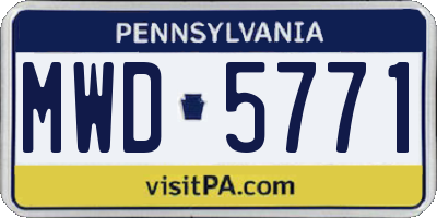 PA license plate MWD5771