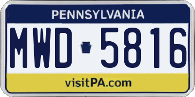 PA license plate MWD5816