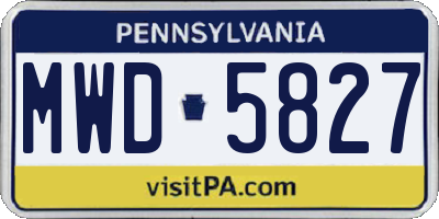 PA license plate MWD5827