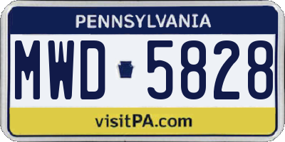 PA license plate MWD5828