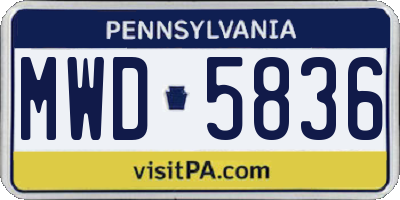 PA license plate MWD5836