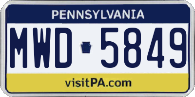PA license plate MWD5849