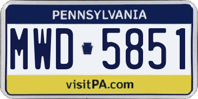 PA license plate MWD5851