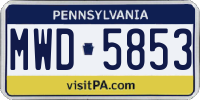 PA license plate MWD5853