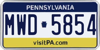 PA license plate MWD5854
