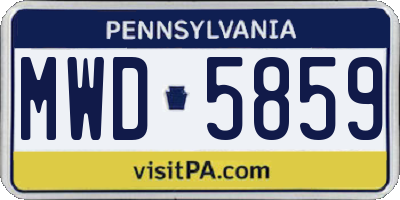 PA license plate MWD5859