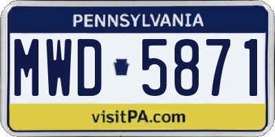 PA license plate MWD5871