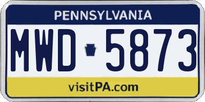PA license plate MWD5873