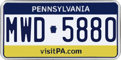 PA license plate MWD5880