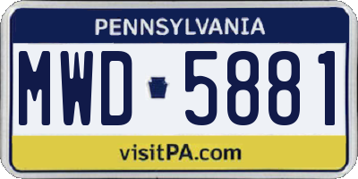 PA license plate MWD5881