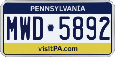 PA license plate MWD5892