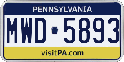 PA license plate MWD5893
