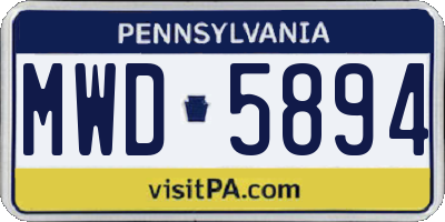 PA license plate MWD5894