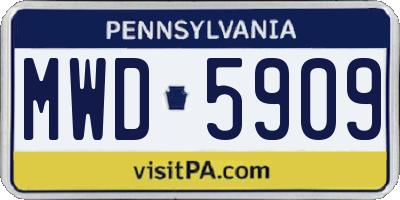 PA license plate MWD5909