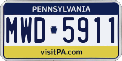 PA license plate MWD5911