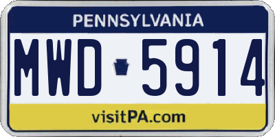 PA license plate MWD5914