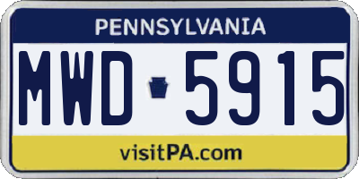 PA license plate MWD5915