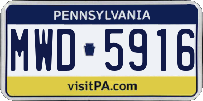 PA license plate MWD5916