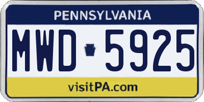 PA license plate MWD5925