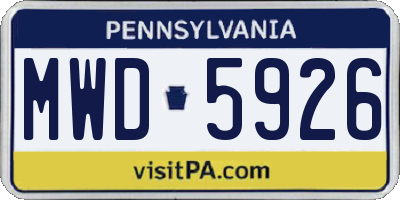 PA license plate MWD5926