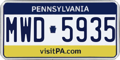 PA license plate MWD5935