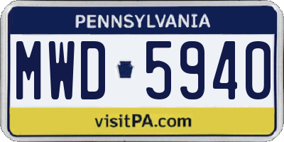PA license plate MWD5940