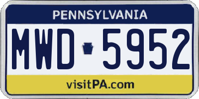 PA license plate MWD5952