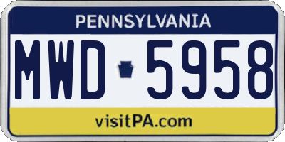 PA license plate MWD5958
