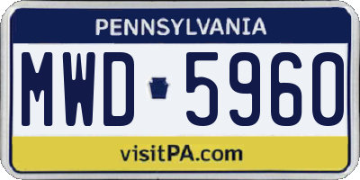 PA license plate MWD5960