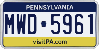PA license plate MWD5961