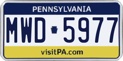 PA license plate MWD5977
