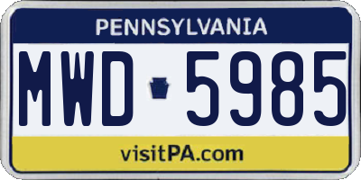 PA license plate MWD5985
