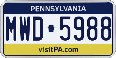 PA license plate MWD5988