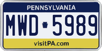 PA license plate MWD5989