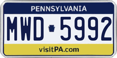 PA license plate MWD5992