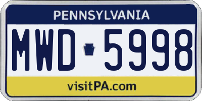 PA license plate MWD5998