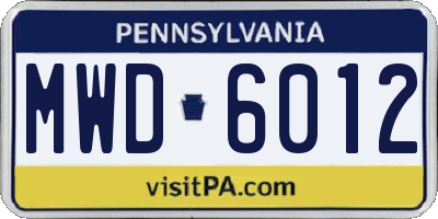 PA license plate MWD6012