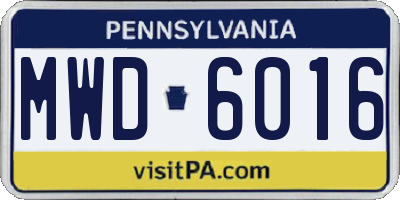 PA license plate MWD6016